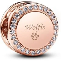 Rose Gold Engravable Crystal Button Charm