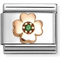 Rose Gold Green Four-Leaf Clover