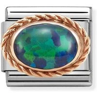 Rose Gold Green Opal Oval Charm