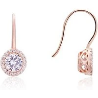 Rose Gold Halo Drop Earrings - Rose Gold