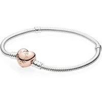 Rose Gold Heart Clasp Bracelet - 16cm