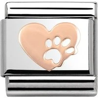 Rose Gold Heart With Paw Print Charm