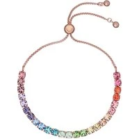 Rose Gold Icon Rainbow Crystal Bracelet - Adjustable