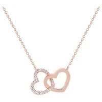 Rose Gold Interlocking Hearts Necklace - Rose Gold