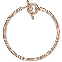 Rose Gold Moments T-Bar Snake Chain Bracelet - 17cm