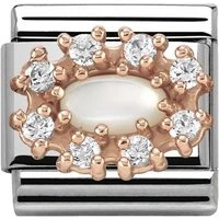 Rose Gold Mother Of Pearl CZ Charm