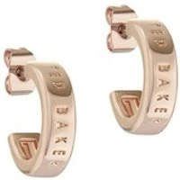 Rose Gold Nano Logo Hoop Earrings - Rose Gold