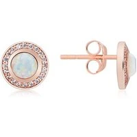 Rose Gold + Opal Halo Earrings - Rose Gold