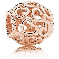 Rose Gold Openwork Hearts Charm