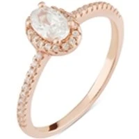 Rose Gold Oval CZ Halo Ring - Ring Size 48 Rose Gold