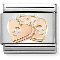 Rose Gold Padlocks Heart Charm