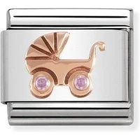 Rose Gold Pink Baby Pram Charm