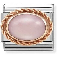 Rose Gold Pink Opal Oval Charm