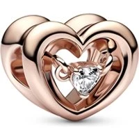 Rose Gold Radiant Heart & Floating Stone Charm