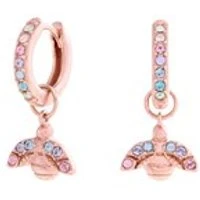 Rose Gold Rainbow Bee Huggie Earrings - Rose Gold