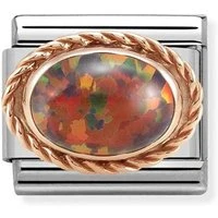 Rose Gold Red Opal Oval Charm