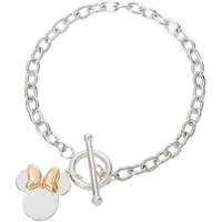 Rose Gold & Silver Minnie Mouse T-Bar Bracelet - Rose Gold Mix