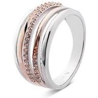 Rose Gold & Silver Twisted Band Ring - 50