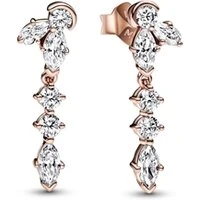 Rose Gold Sparkling Cluster Drop Earrings