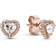 Rose Gold Sparkling Elevated Heart Earrings