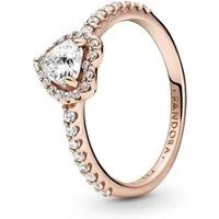 Rose Gold Sparkling Elevated Heart Ring - 52