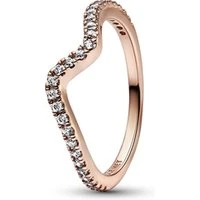 Rose Gold Sparkling Wave Ring - 52