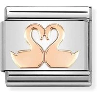 Rose Gold Swan Heart Charm