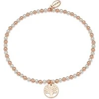 Rose Gold Tree Of Life Stretch Bracelet - One Size