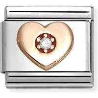 Rose Gold White Heart Charm