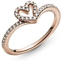 Rose Sparkling Wishbone Heart Ring - 48