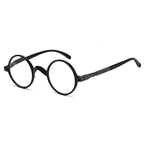 Round Eyeglasses a Little Large than Vintage Professor Oval Eyewear (Black,+0.00)