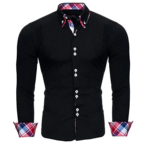 RS-7015 Men's Shirt Slim Fit Easy to Iron Ideal for Suits, Business, Weddings, Casual Shirt Long Sle