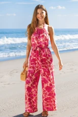 Ruby Garden Floral Jumpsuit - Red