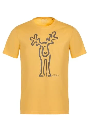 Rudolf 1041152 Men's Short-Sleeved T-Shirt Cult Elk Print Jersey Shirt, Golden Sunset - Darkstone, L