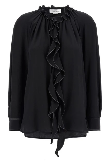 Ruffle blouse Black Size UK