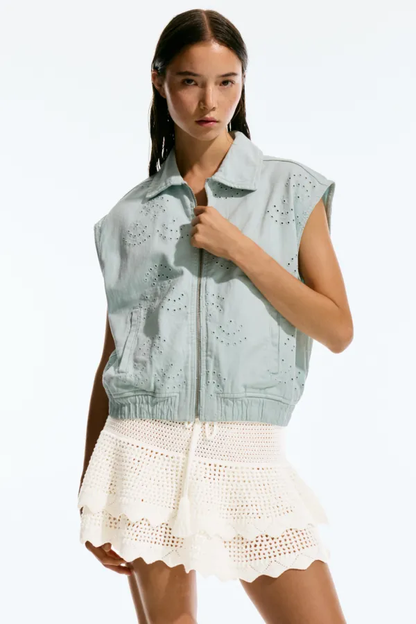 Ruffled Crochet Mini Skirt - Ice