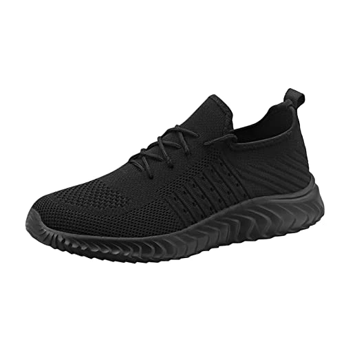 Running Shoes Men's Trainers Men's Mesh Colour Breathable Soft Solid Men Bottom Shoes Up Fashion Casual Lace Sports Men's Sports Shoes Hiking Shoes Men Walking Shoes, black, 9.5 UK