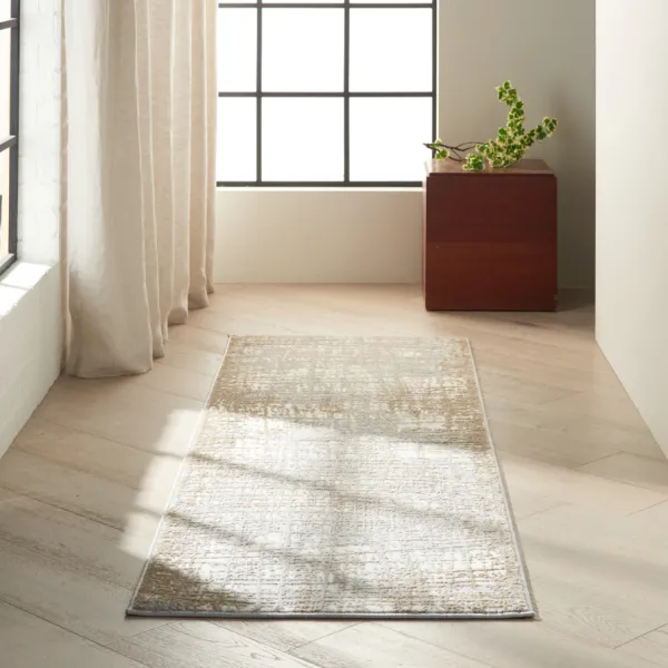 Rush 00 Ivory Taupe 221cm x 69cm Rug - Brown