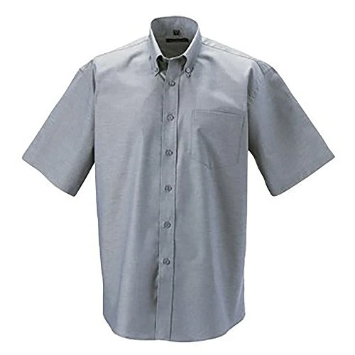 Russell Collection Men’s Short Sleeve Easy Care Oxford Shirt (Silver Grey, 19.5 nch)