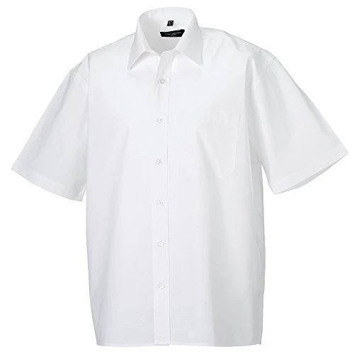 Russell Collection Mens Short Sleeve Pure Cotton Easy Care Poplin Shirt (M) (White)