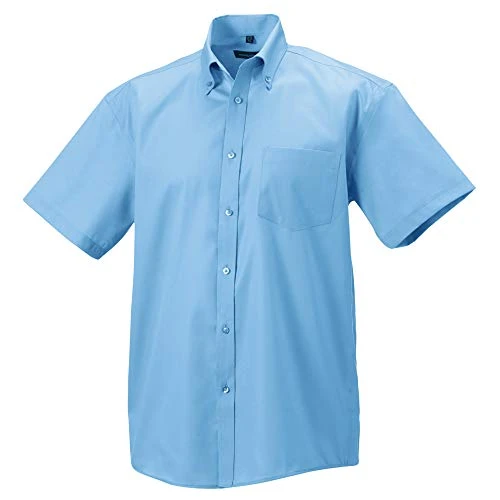 Russell Collection Mens Short Sleeve Ultimate Non-Iron Shirt (17.5inch) (Bright Sky)