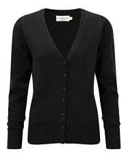Russell Ladies Cotton Acrylic V Neck Cardigan Black S Russell Ladies Cotton Acrylic V Neck Cardigan Black S