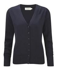 Russell Ladies Cotton Acrylic V Neck Cardigan French Navy M Russell Ladies Cotton Acrylic V Neck Cardigan French Navy M