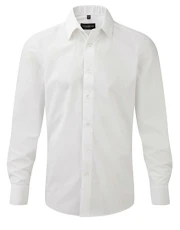 Russell Mens Long Sleeve Tailored Poplin Shirt White M