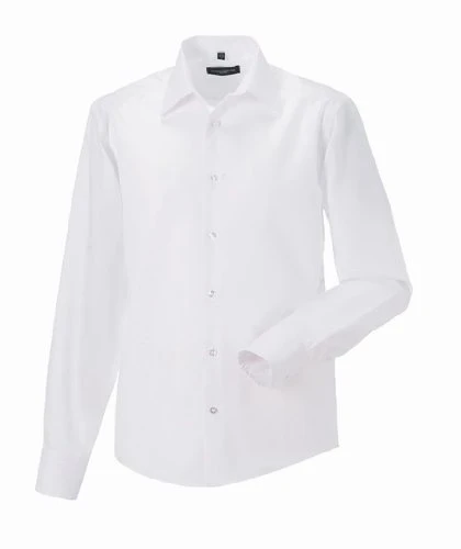 Russell Mens Long Sleeve Tailored Ultimate Non-Iron Shirt White 19.5"