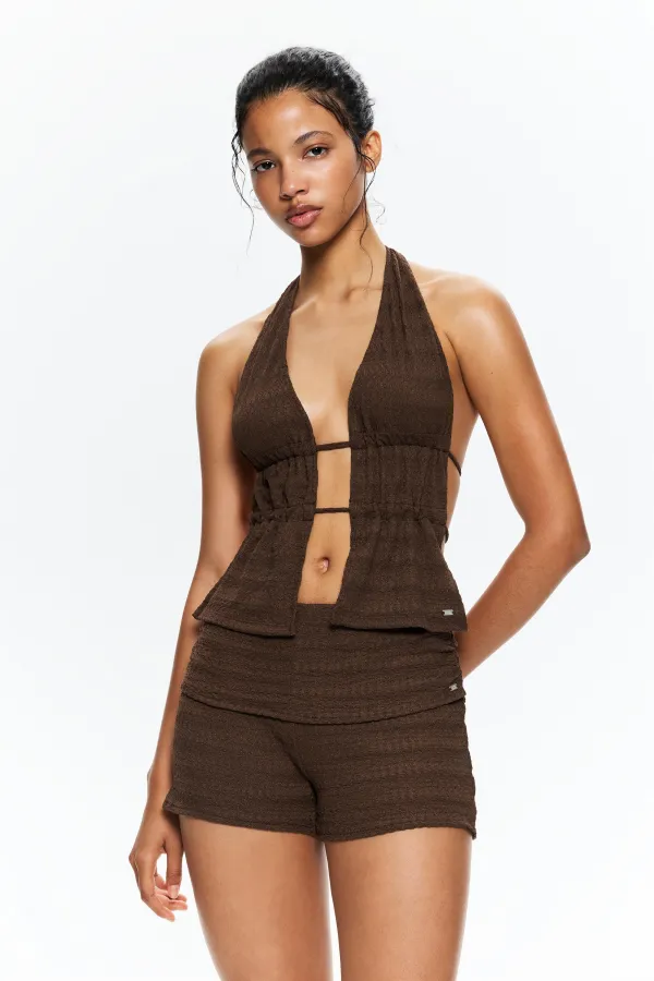 Rustic Halter Top - Chocolate
