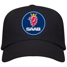 Saab Men's Logo Cap Black 5 Panels 100 Cotton 340 g/m², Black/White, One size