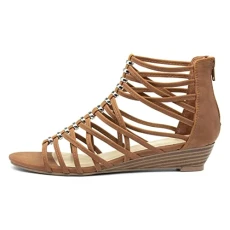 Sabrina Womens Tan Wedge Strappy Sandal - Size 6 UK - Brown Sabrina Womens Tan Wedge Strappy Sandal - Size 6 UK - Brown