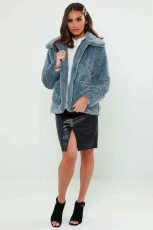 Sadie Blue Borg Fur Collar Jacket /