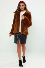 Sadie Brown Borg Fur Collar Jacket /